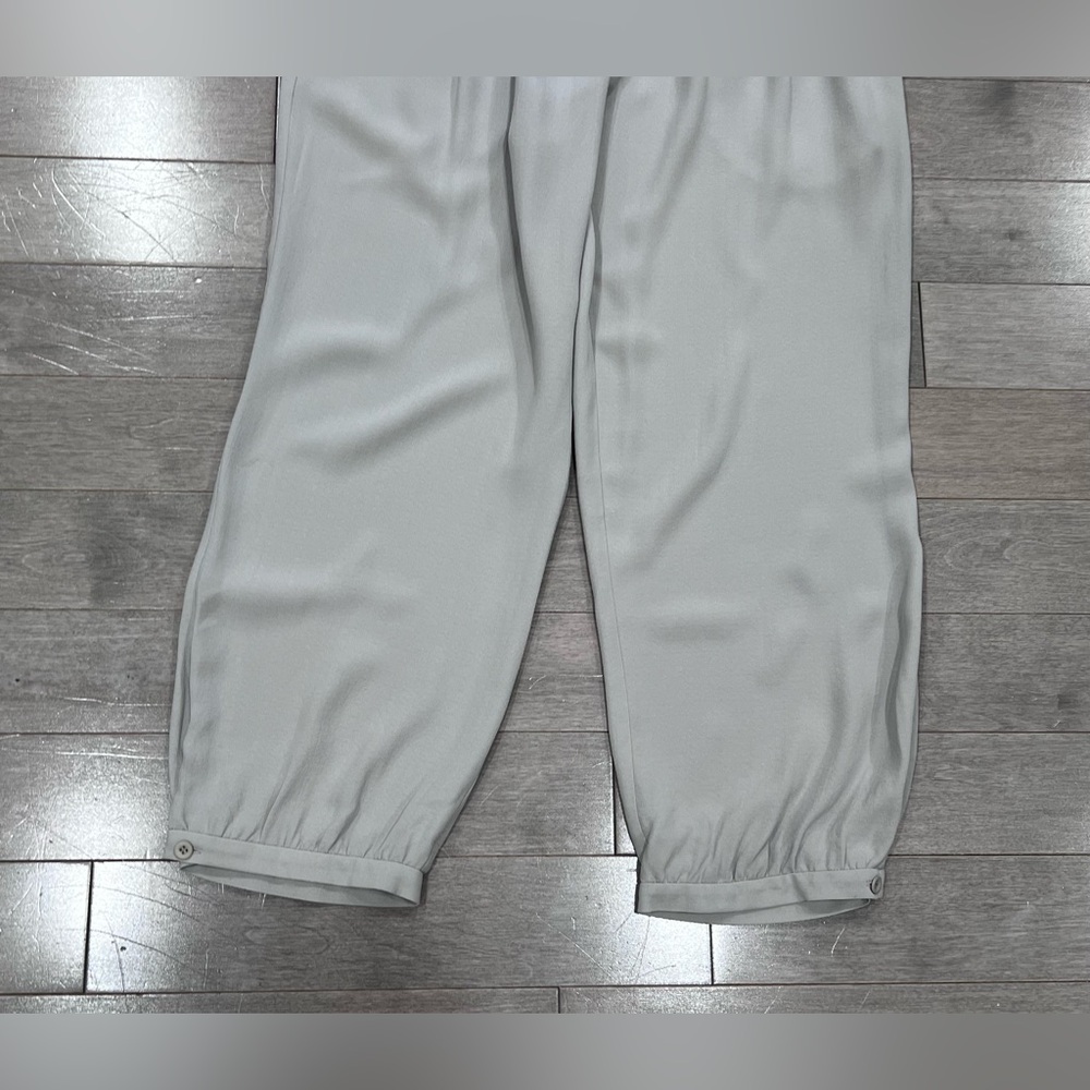NWOT Eileen Fisher 100% Silk Tapered Cropped Trouser Pant Light Gray XS - Picture 5 of 10